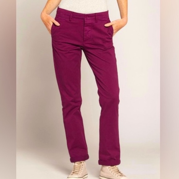Current Elliott The Captain Pants Chinos Womens 26 Plum Caspia Straight Leg NWT - Picture 1 of 16